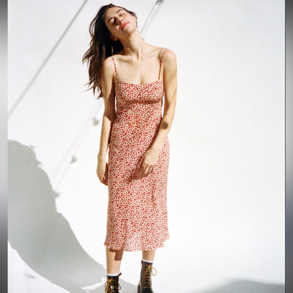 Realisation Par Red Floral Midi Dress